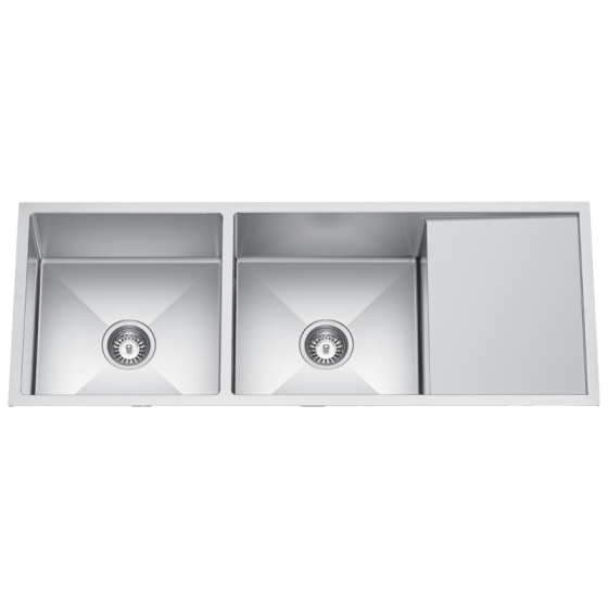 BC-D11545  Stainless Steel Double Sink with Drainer, 1150 x 450 x 230mm - Brushed  Nickel