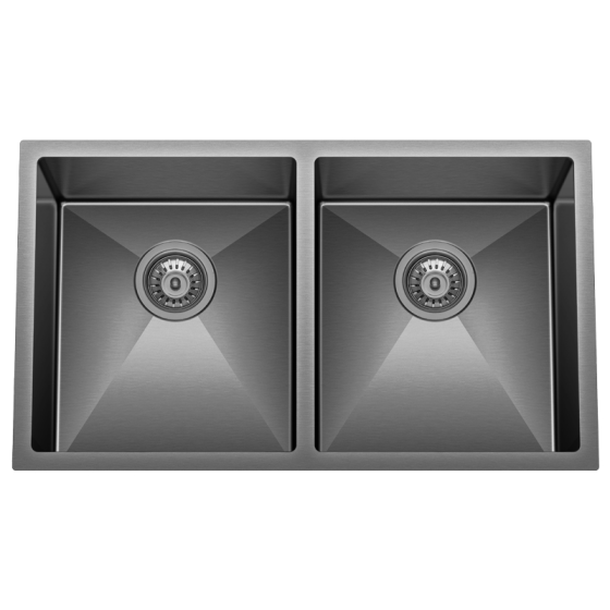 BC-7745 Stainless Steel Double Sink 775 x 450 x 230mm– Brushed Gunmetal Black   ( Grid inculd)
