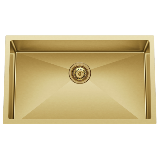 BC-G7045 Stainless Steel Single Sink 700mm x 450mm x 230mm - Brushed Brass Gold   ( Grid inculd)