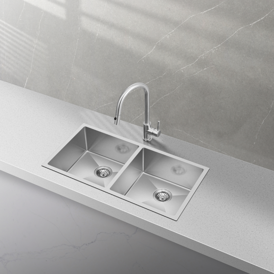 BC-D8745  Stainless Steel  Double Sink 875 x 450 x 230mm- Brushed Nickel