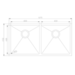 BC-7745 Stainless Steel Double Sink 775 x 450 x 230mm– Brushed Gunmetal Black   ( Grid inculd)